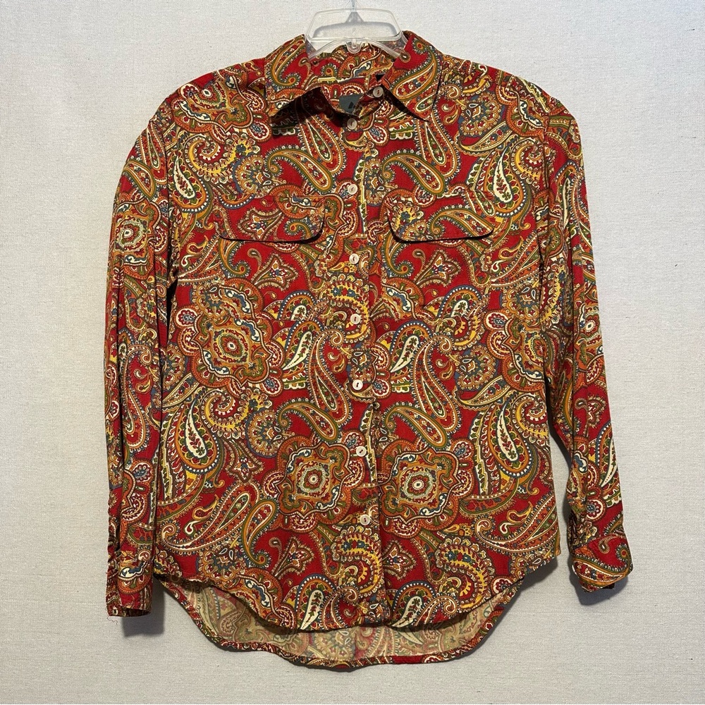 Liz Wear Paisley Button Down Shirt - size S